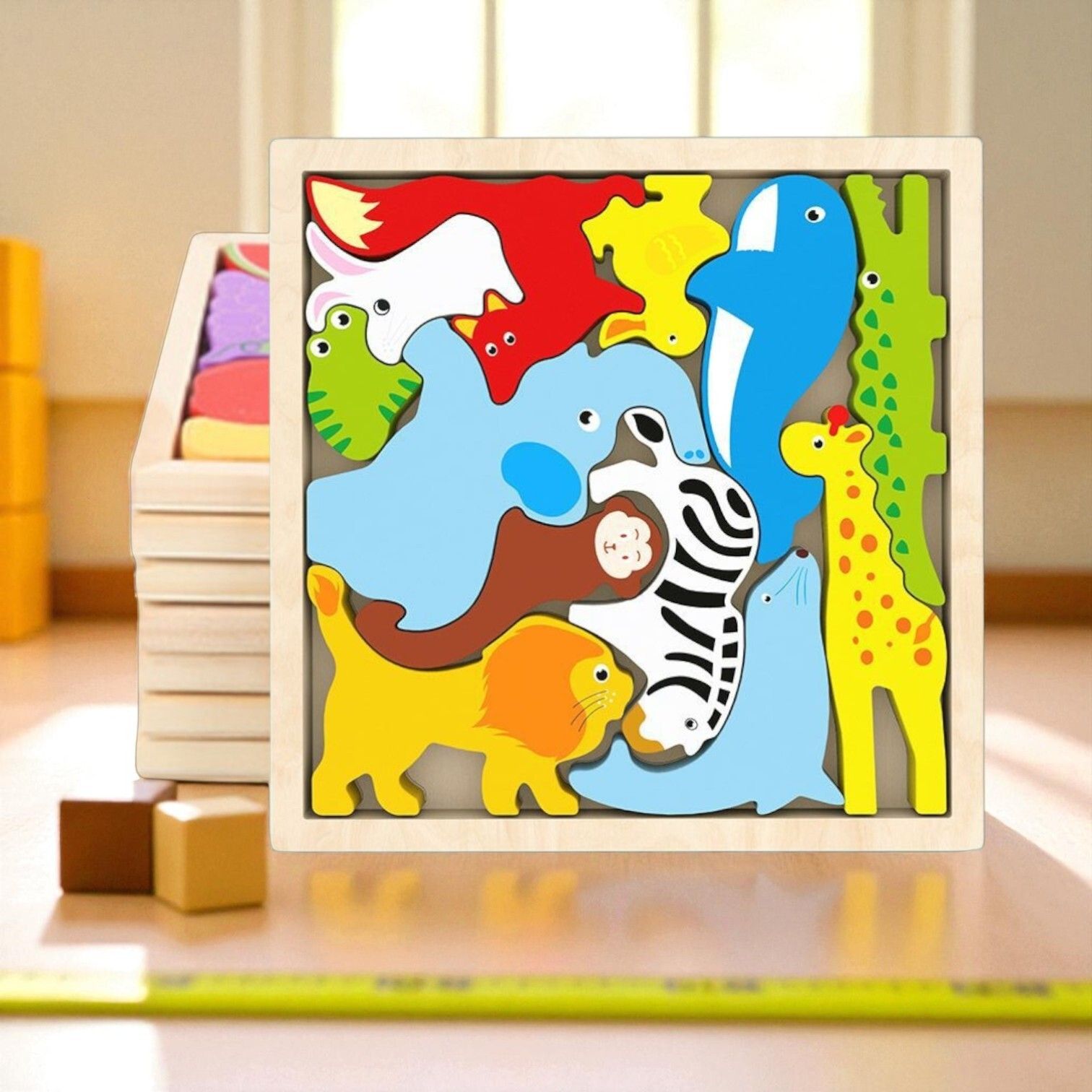 Multicolor Wooden Animal Puzzle – Fun & Educational Toy for Kids W32-image-14