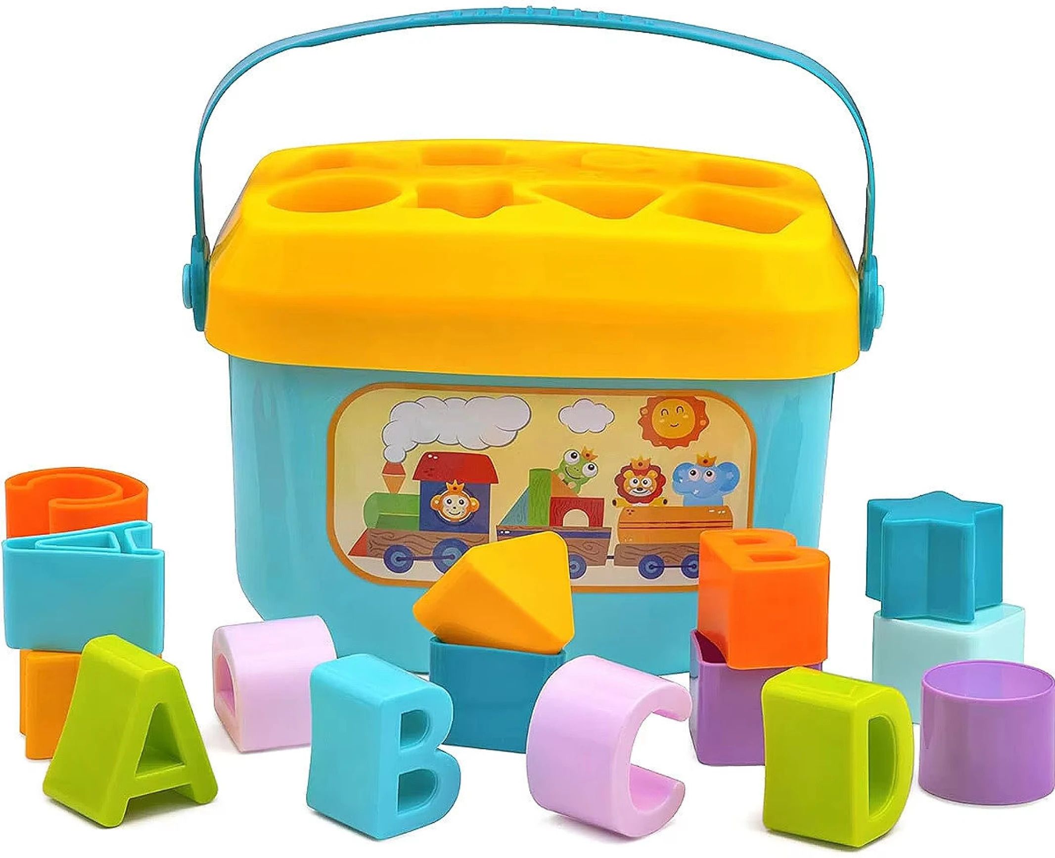 ragiluxe Baby and Toddler Plastic First Block Colors ABCD Shape Toys-picture-33