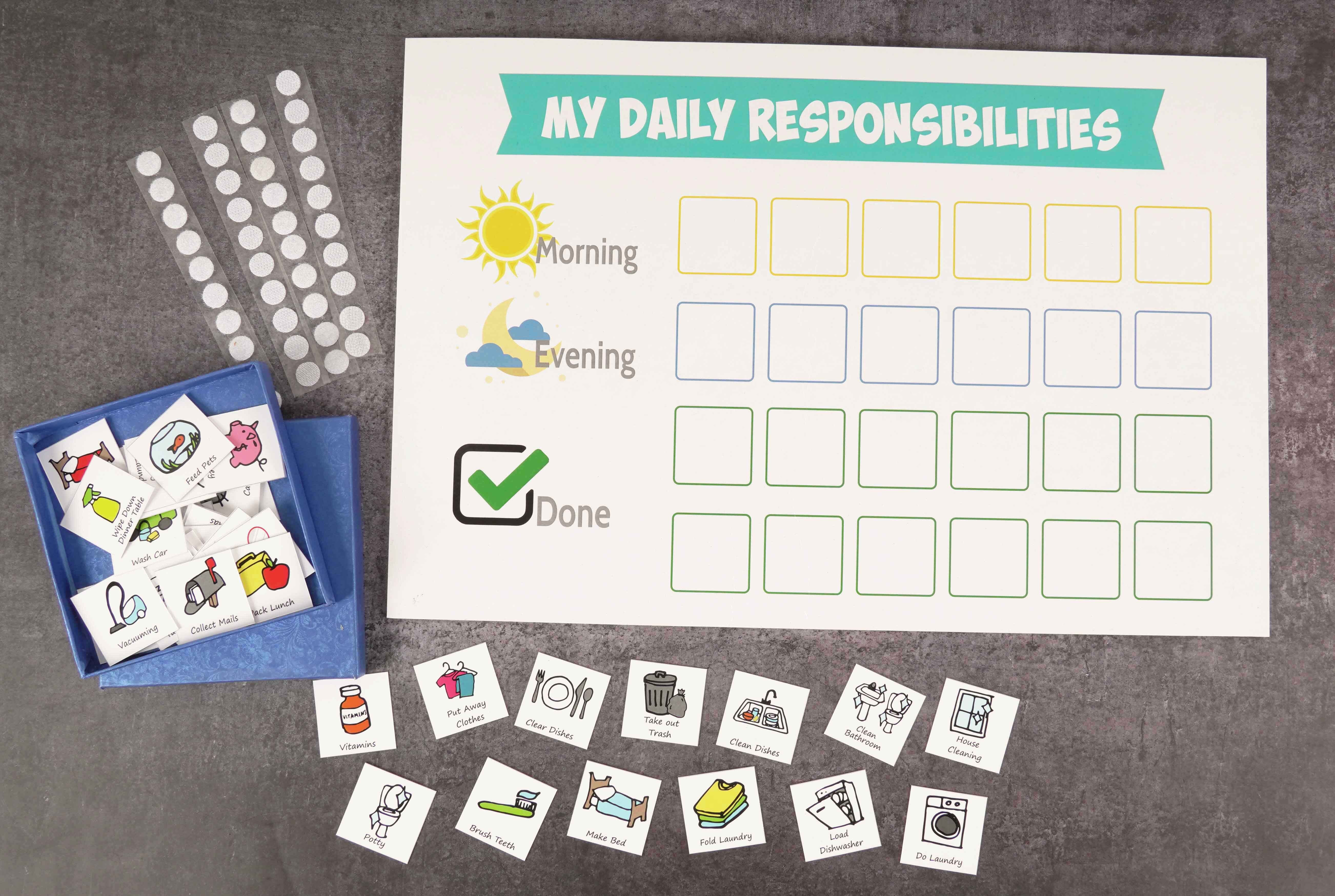 inkdotpot Kids Daily Responsibility Chore Chart Checklist to-Do List- Daily Task Routine image 1