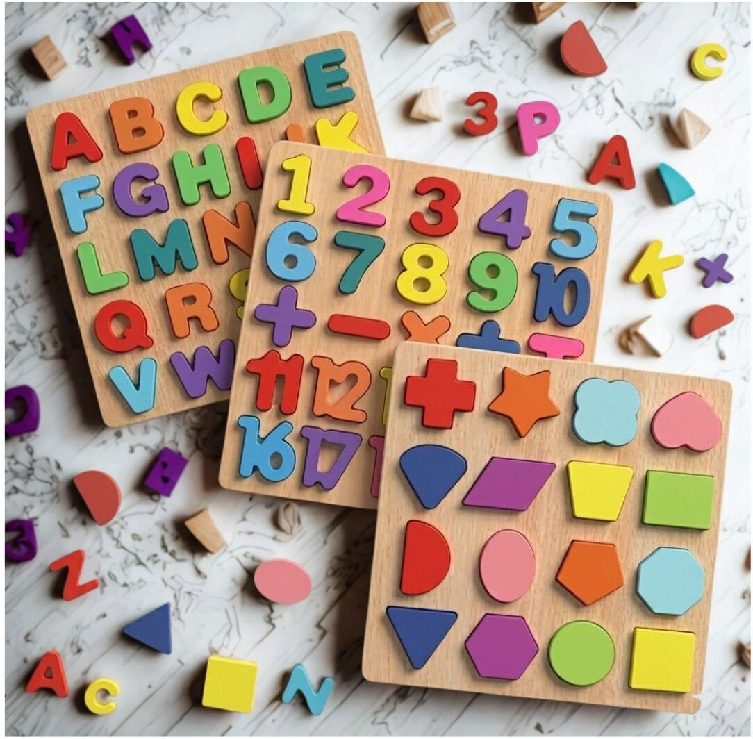 Educational Wooden Puzzle Board for Kids Alphabet Number Shape Activity M1S708-image-38