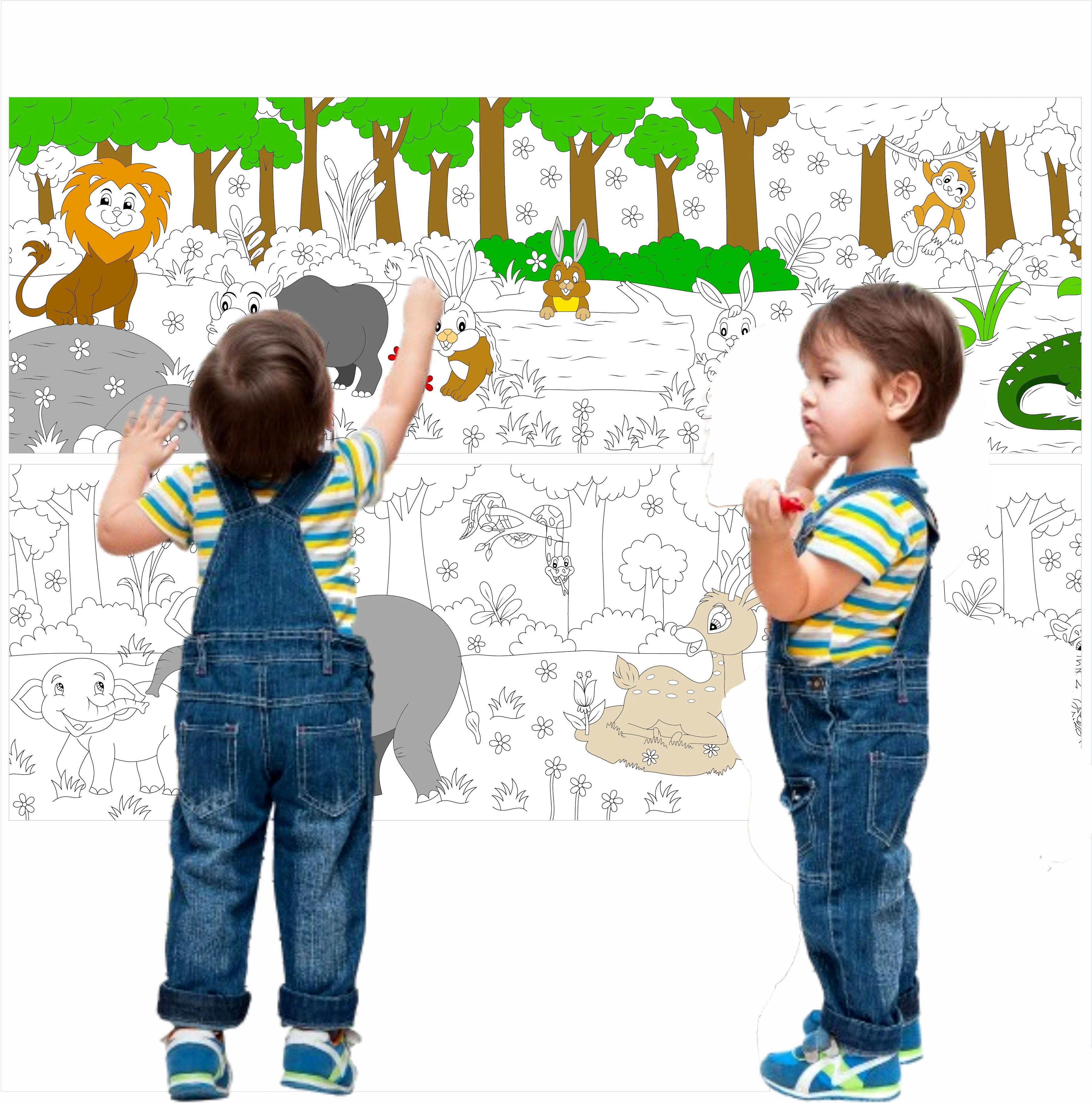 kapishreeenterprise Coloring Re Stick Drawing Paper Roll for Kids 84x12 Inch Jungle Jumble Roll-picture-27