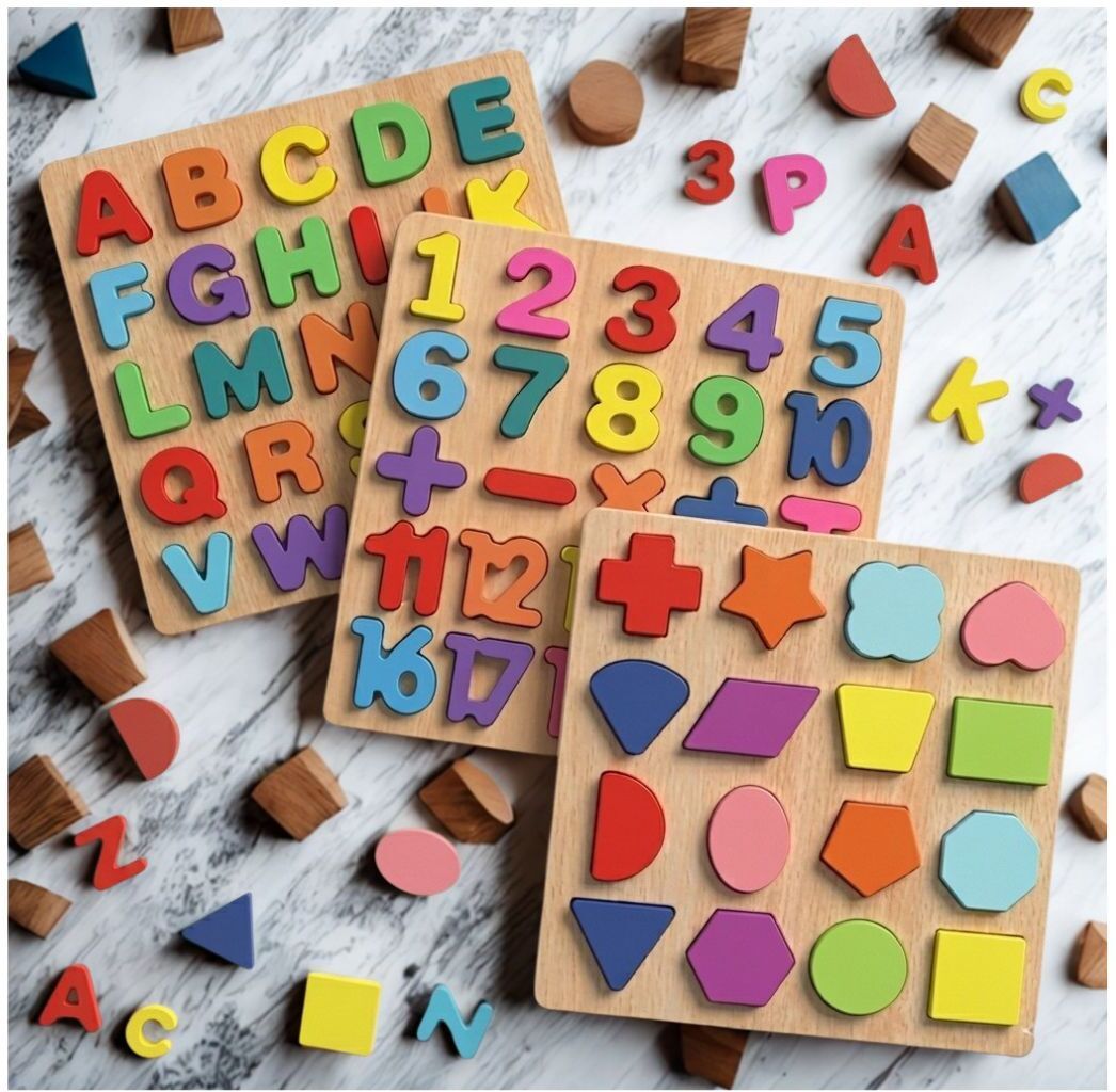 Educational Wooden Puzzle Board for Kids Alphabet Number Shape Activity B1T722-image-39