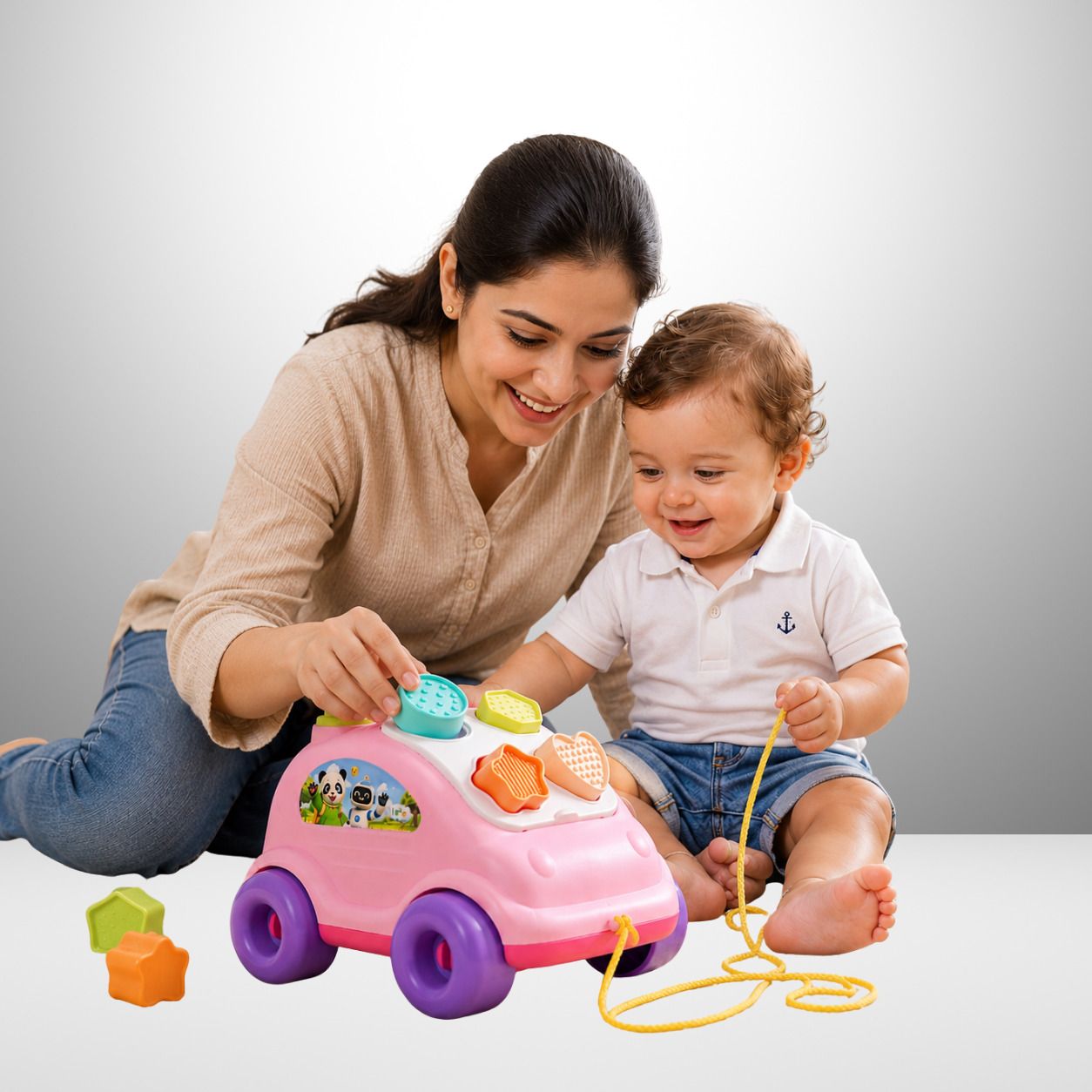 tileez Educational Pull Along Toy Car with Shape Sorting Activity-picture-34