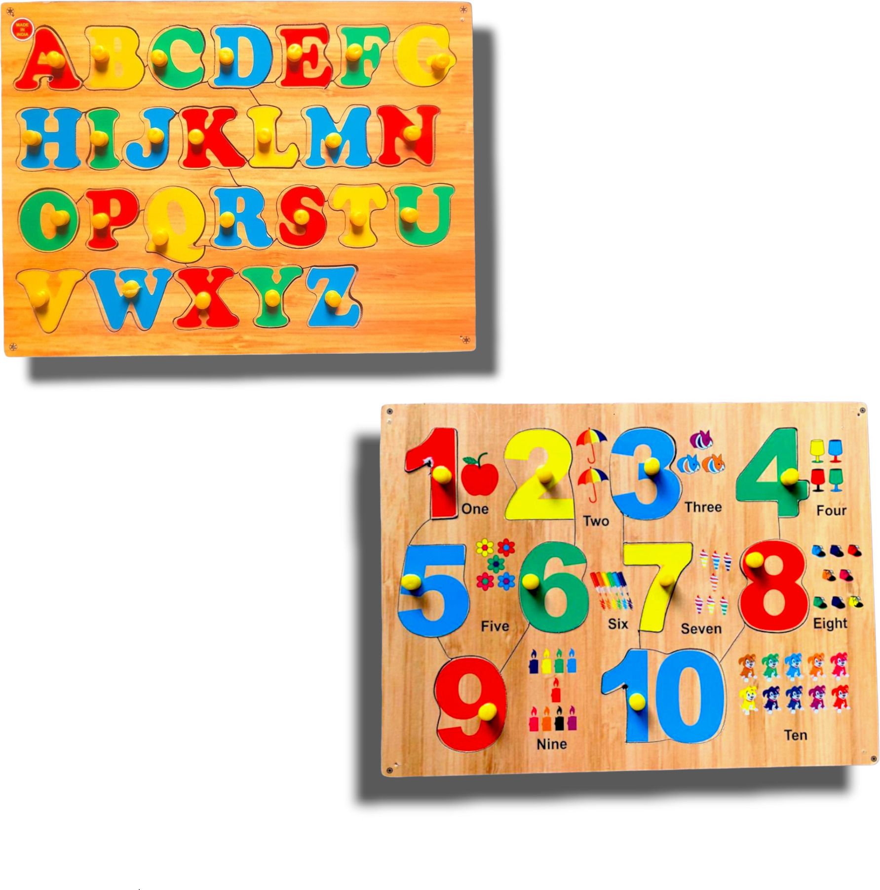 Combo Of Colorful Capital ABC with Numeric 123 Puzzle Board for kids-image-1
