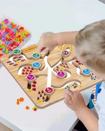 Educational Wooden Puzzle Board Maze Chase 1-10 Matching Practice Learning Toys-image-42