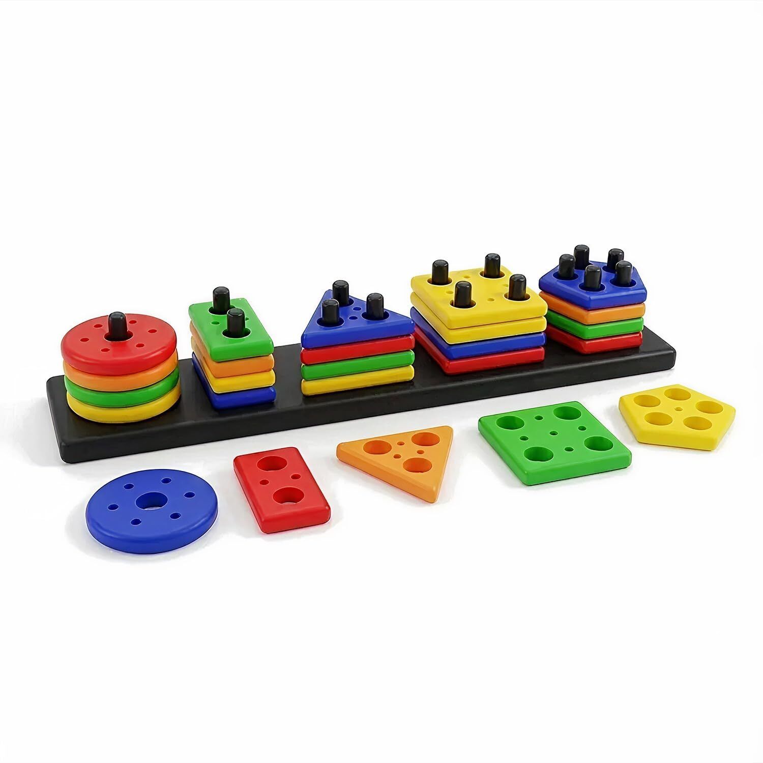 navixa SMB Geometric Blocks Sorting Stacking Color Stacker Shape Sorter Learning Toy-picture-0