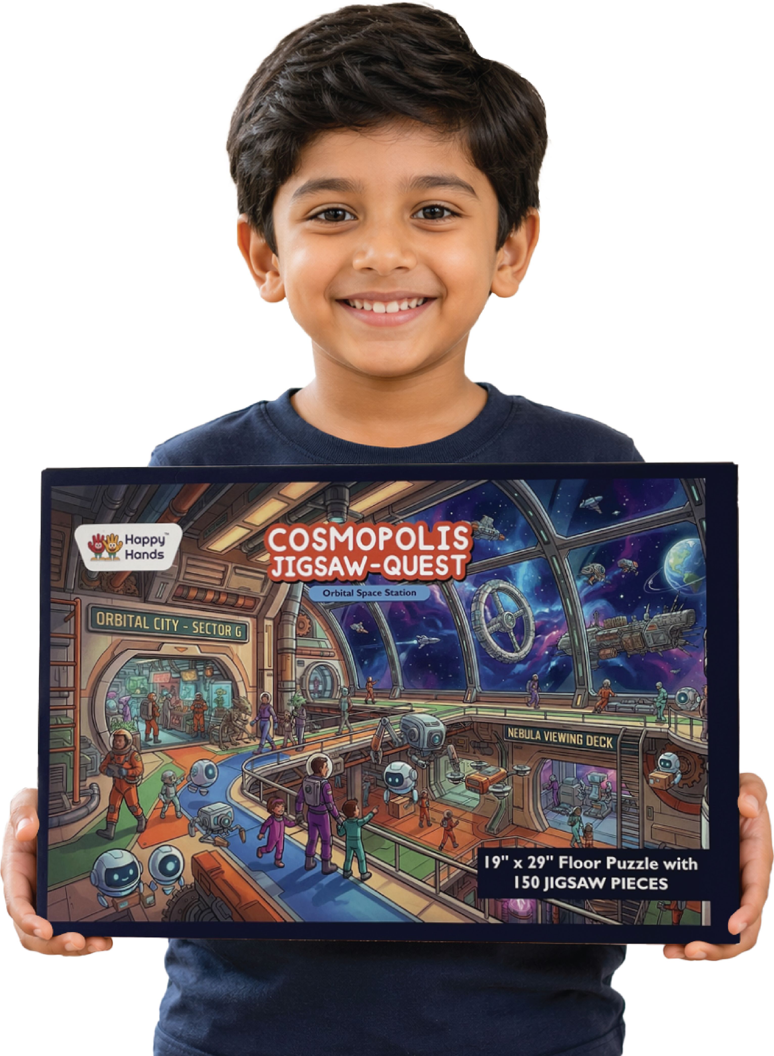 happy hands Cosmopolis Jigsaw Quest - 150 Piece Orbital Space Station Puzzle for Kids-picture-41