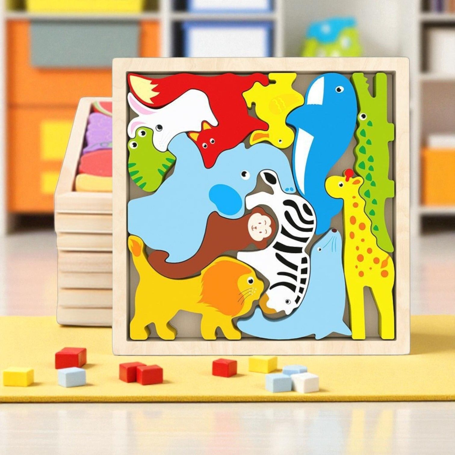 Multicolor Wooden Animal Puzzle – Fun & Educational Toy for Kids W112-image-10