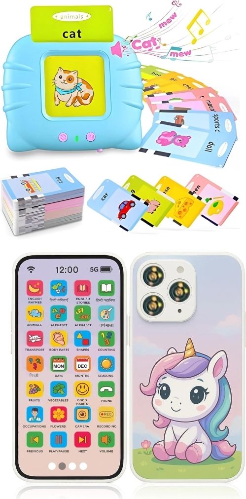 Talking Flash Card Reader + Educational Phone Toy Combo for Kids-image-32