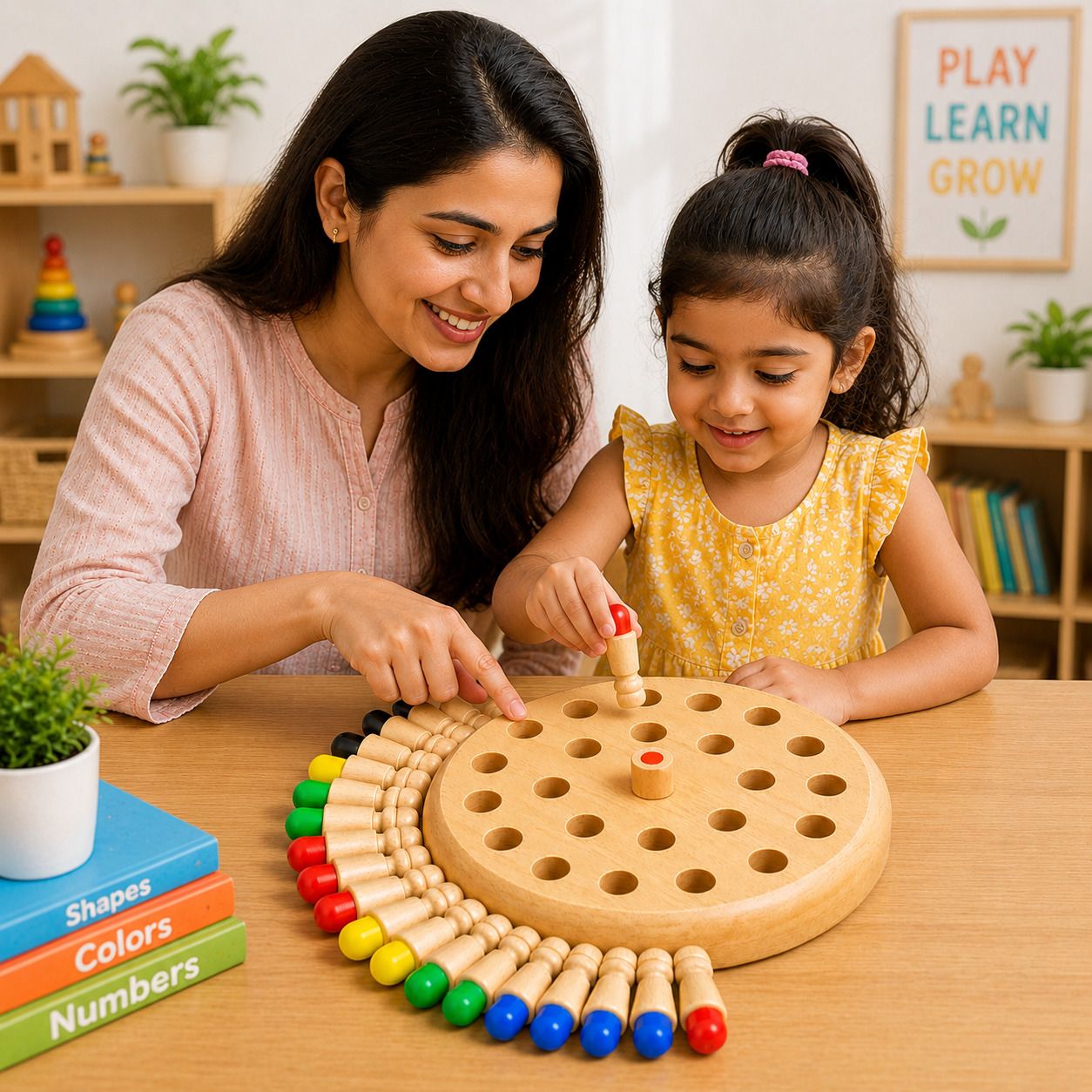 tileez Wooden Color Matching Peg Board Educational Montessori Learning Toy Game-picture-31