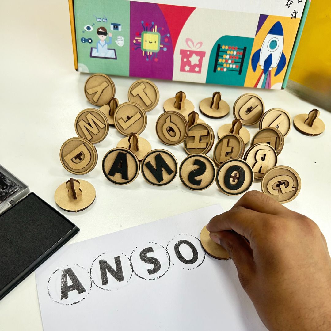ansoz Wooden English Alphabet Stamp Set – 26 Letters Learning Kit for Kids-picture-11