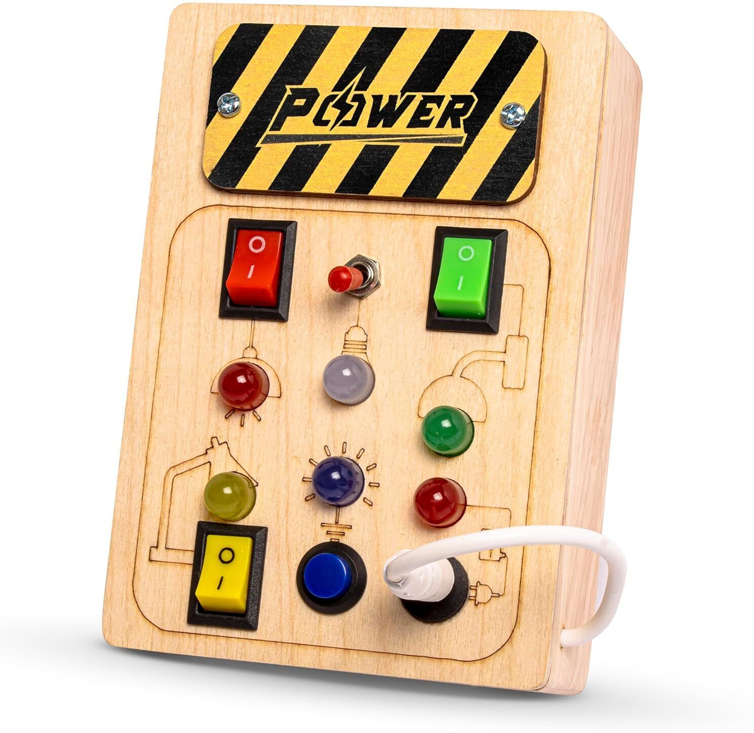 Montessori Busy Board Spark Switch & Toggle Play Toys With LED's for Kids-image-3
