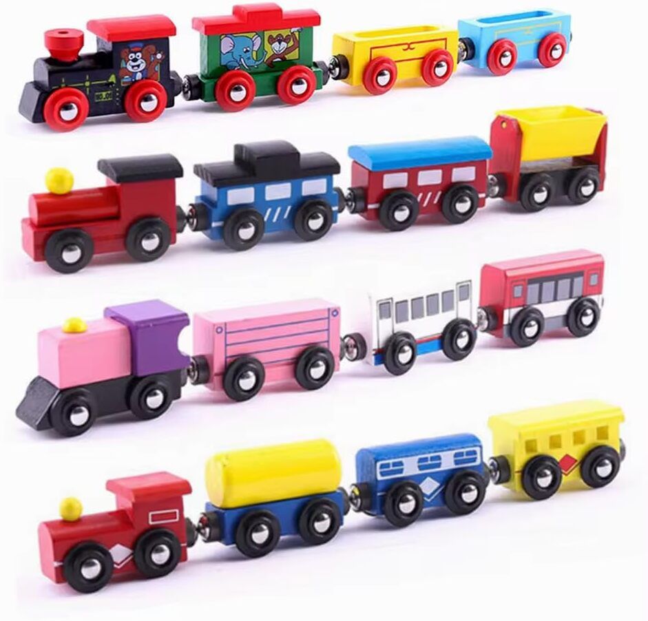 prime choice toys Wooden Magnetic Train Toy Set, 4-Piece for Toddlers 1-3 Years-picture-0