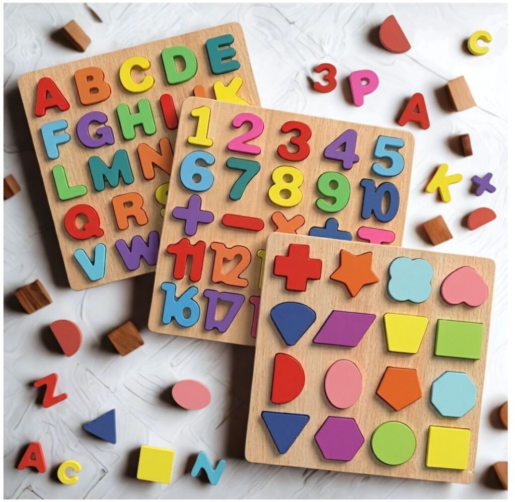 Educational Wooden Puzzle Board for Kids Alphabet Number Shape Activity M1S734-image-28