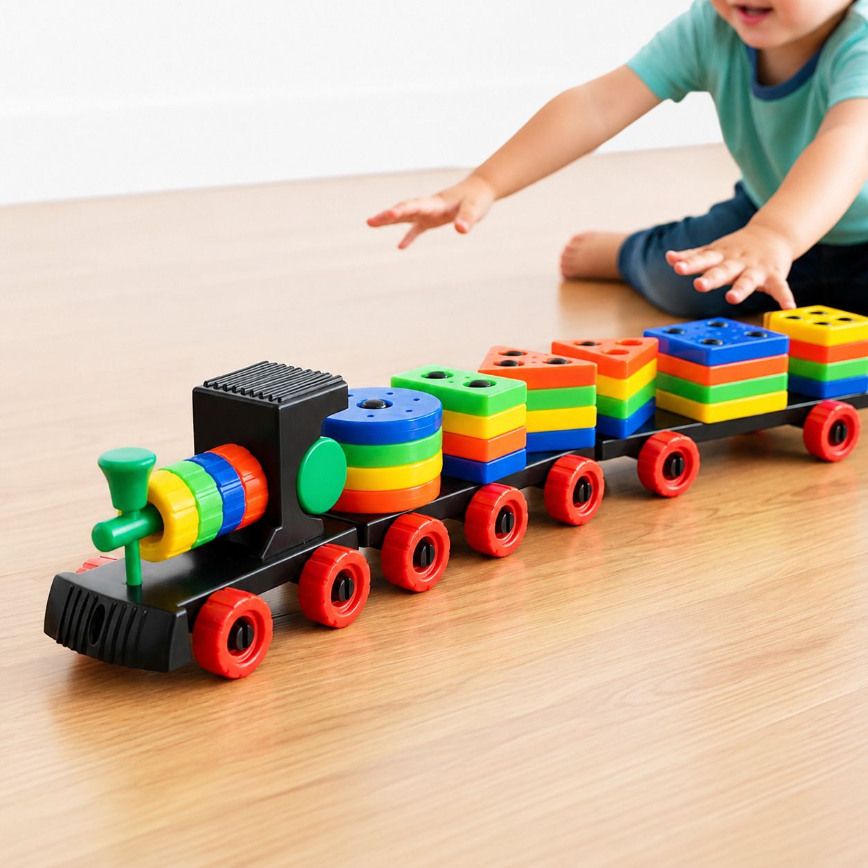 thriveonix Geometric Shapes Train Toy Set with Colorful Blocks for Kids-picture-23