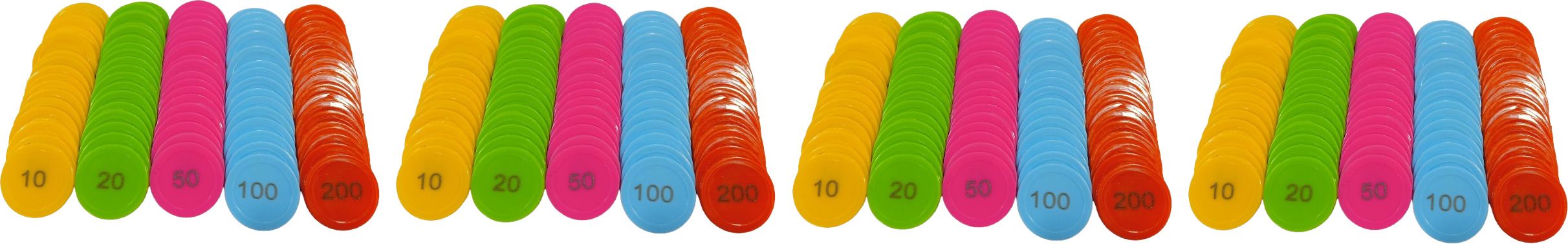 morel PLASTIC RUMMY TOKEN 10 20 50 100 200 EACH OF 80 PCS TOTAL 400 TOKEN MULTICOLOR.-picture-11