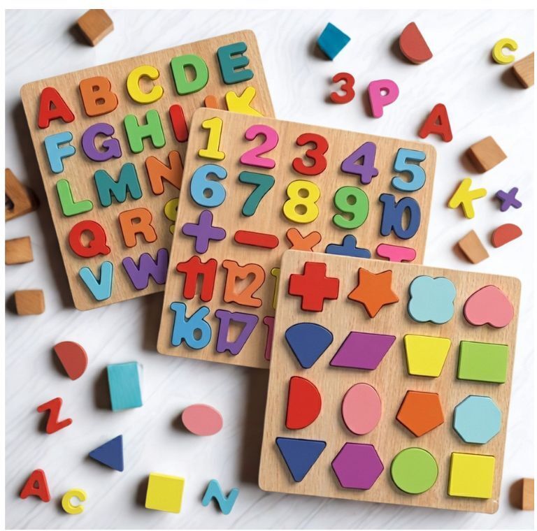 beauty bright 3in1 Wooden Alphabet Number Shape Learning Puzzel Board Set WD-406-picture-43