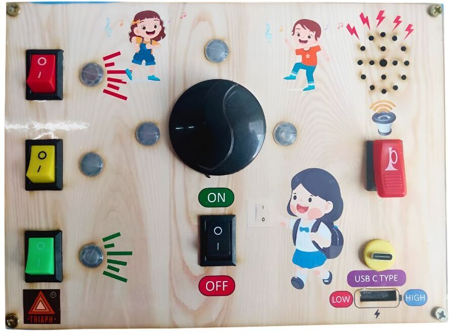 Wooden Montessori Busy Board for Toddlers – LED Light & Switch Activity Toy-image-49