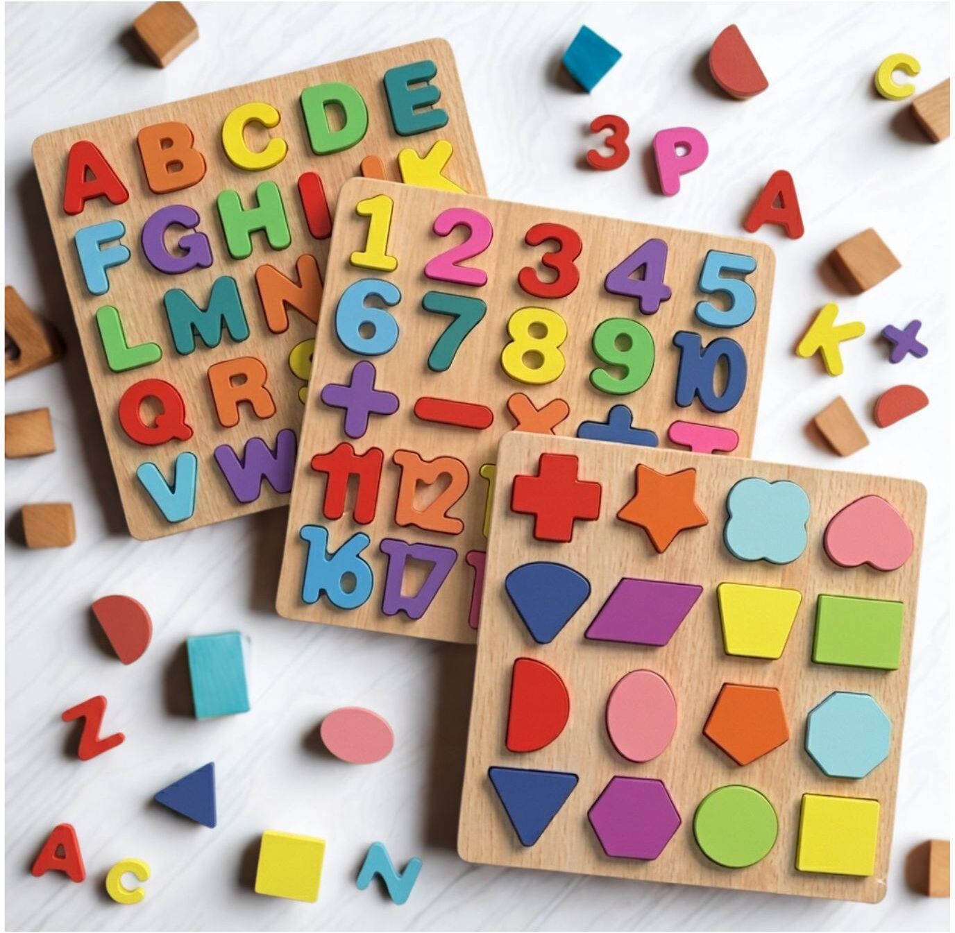 Educational Wooden Puzzle Board for Kids Alphabet Number Shape Activity B1T702-image-10