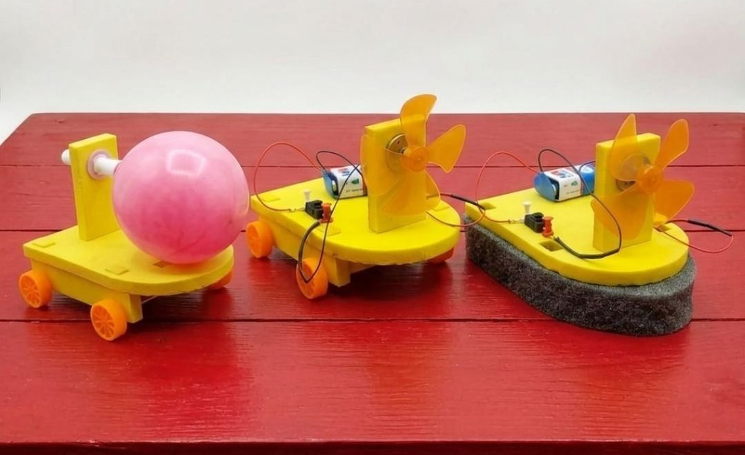 erhindia DIY 3 in 1 Wind Boat Balloon Car Air Energy Educational Science Model Kit-picture-37