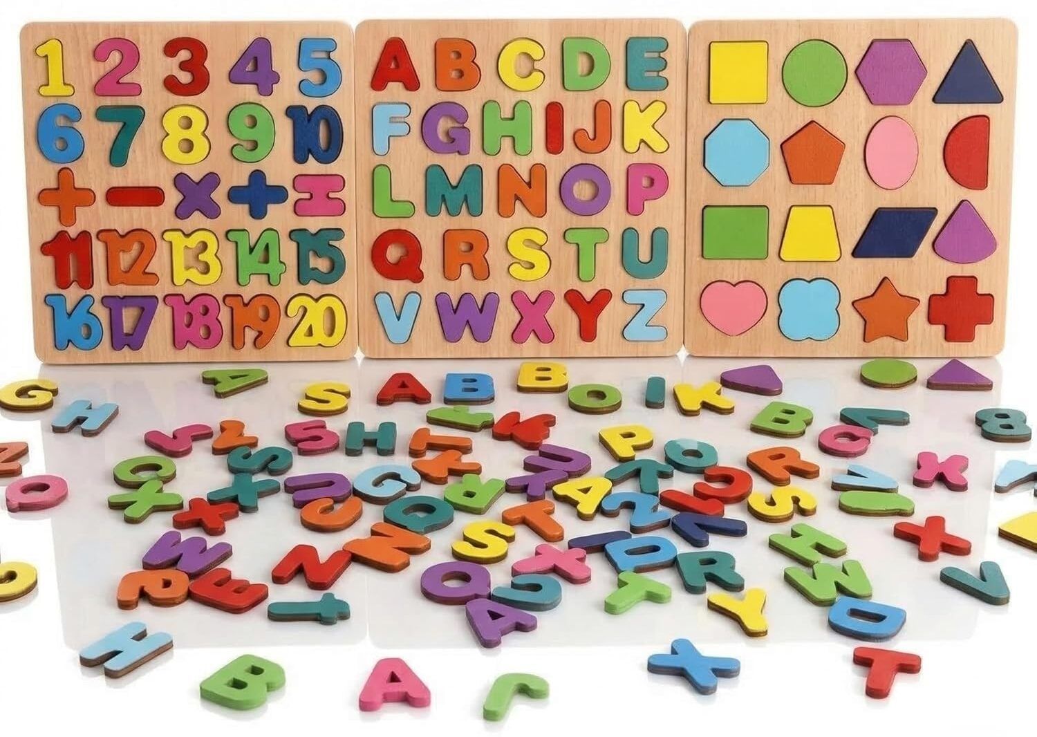 groovy dudz Wooden Alphabet Number & Shape Puzzle Boards Set, 3-in-1-picture-4