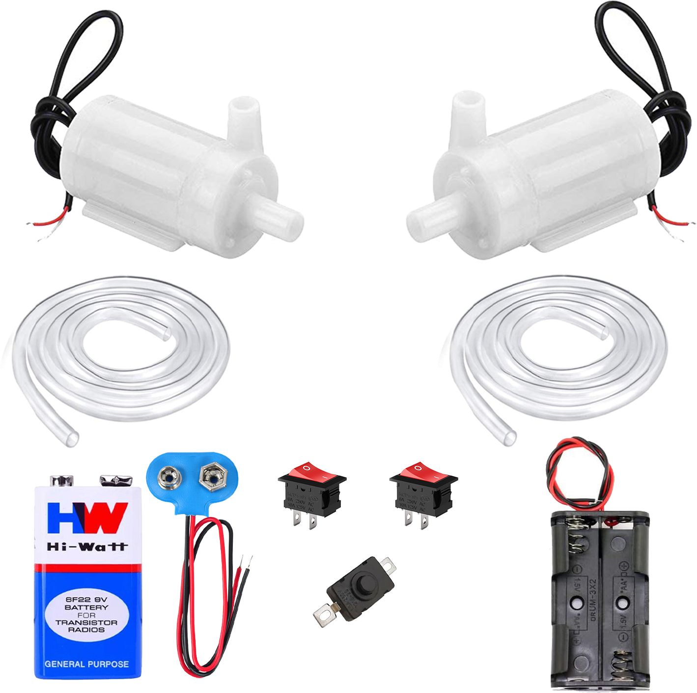 Submersible Mini water pump with 9v, AA Holder Switch and pipe Science Kit