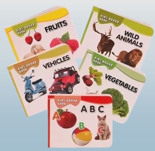 Pocket Board Book Set of ABC, Numbers, Fruits, Vegetables, Wild Animals,-image-1