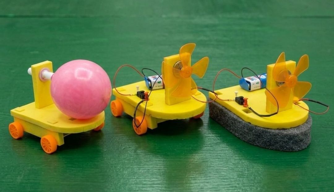 erhindia DIY 3 in 1 Balloon Car Wind Energy Boat Science Project Kit for Kids-picture-3