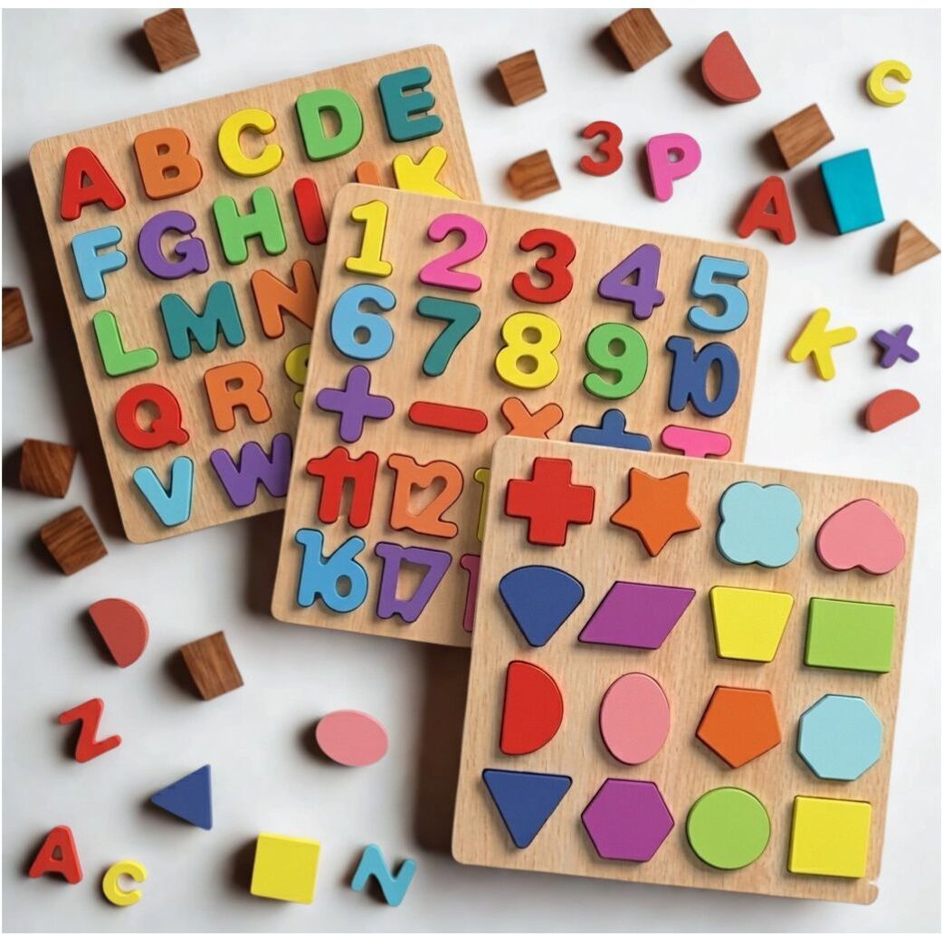 beauty bright 3 in 1 Montessori Wooden Learning Board Alphabet Number Shape Puzzle B1T720-picture-48