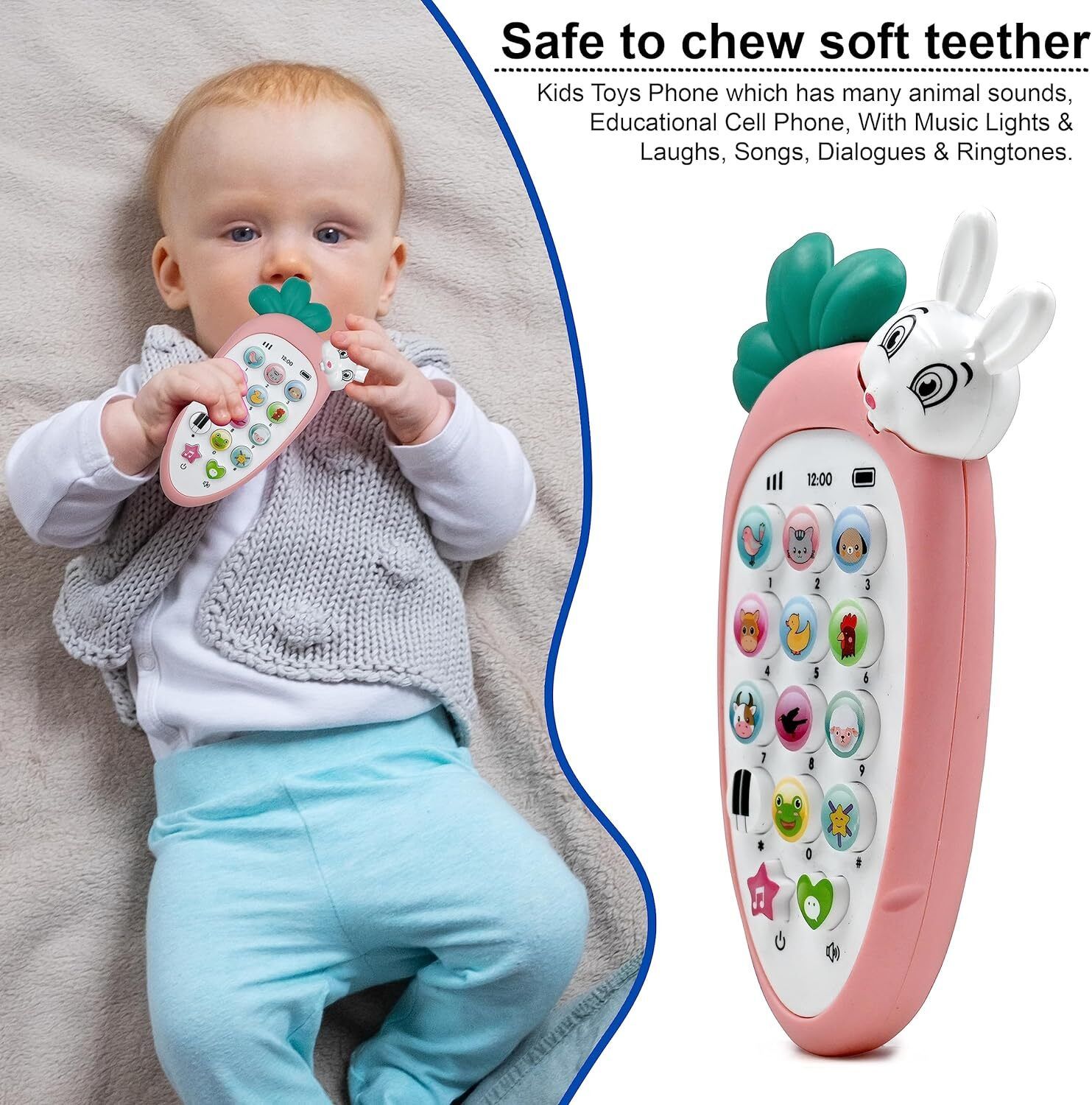 qblyn Baby Cell Phone Toy for Learning and Play Early Education Telephone-picture-24