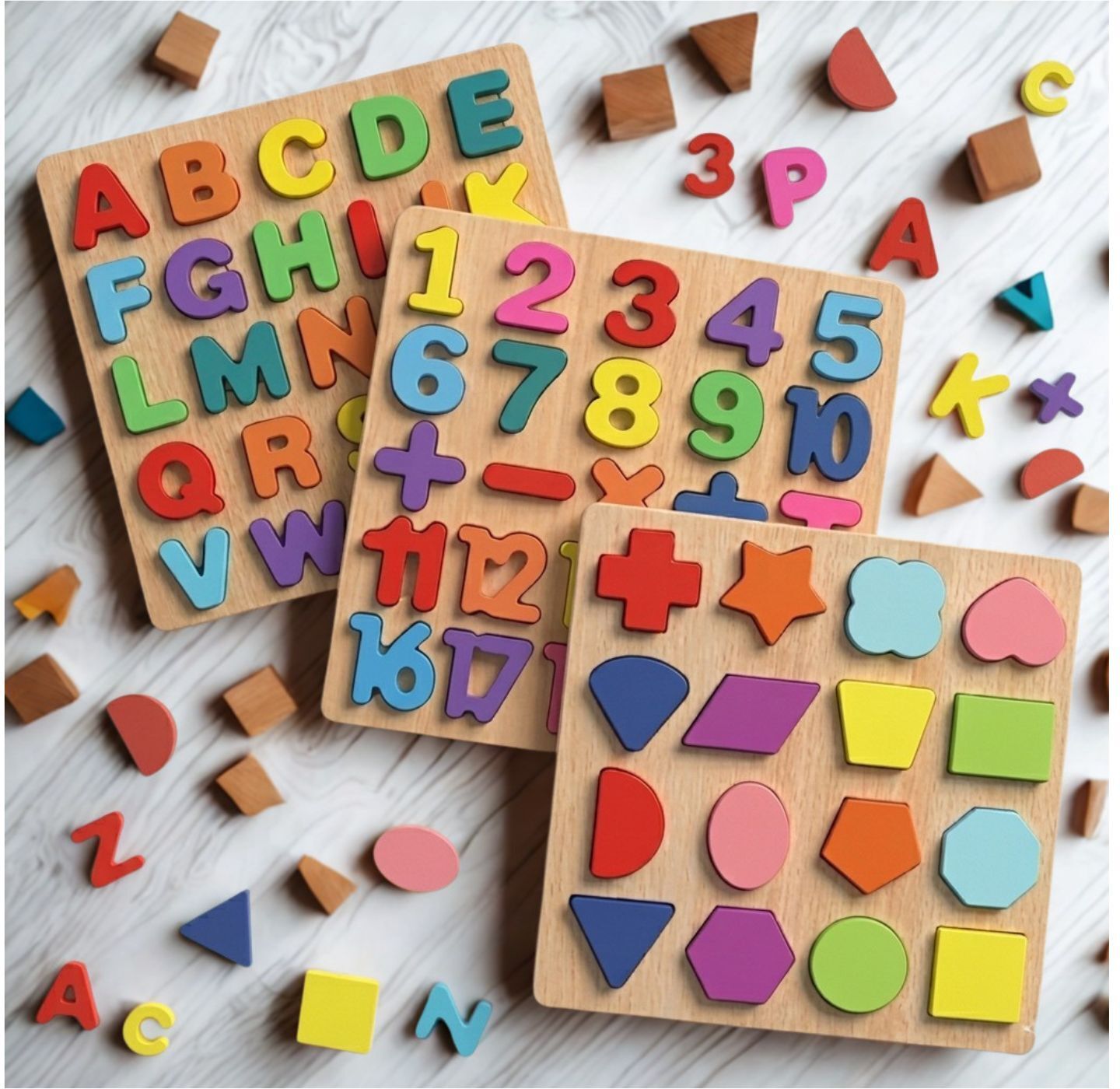 Educational Wooden Puzzle Board for Kids Alphabet Number Shape Activity P1S684-image-19