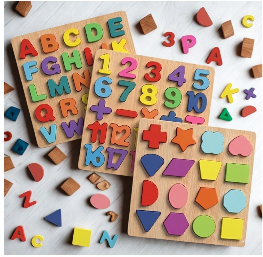 beauty bright 3in1 Wooden Alphabet Number Shape Learning Puzzel Board Set WD-117-picture-38