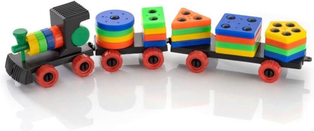 Geometric Train Blocks Shape Sorting & Colour Stacking Toys for Preschool Kids