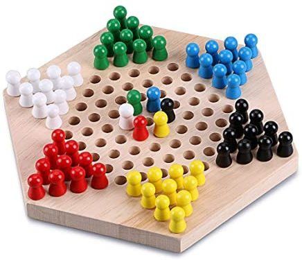 Chinese Checker Board Wooden Classic Board Game for Adults and Kids