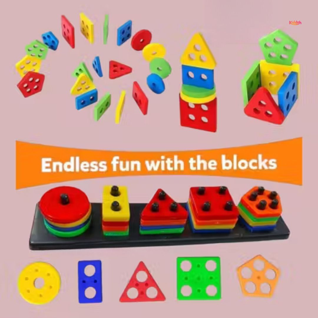 kiddoh FunStack Kids Colorful Geometric Shape Sorting and Stacking Educational Toy Set-picture-41