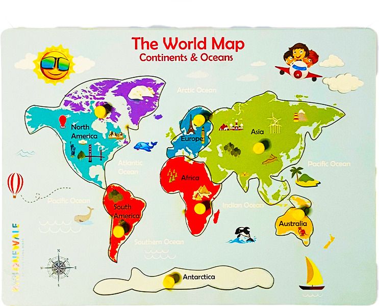 Wooden Continent World MAP Wooden Puzzles Educational Toys for Kids-image-11