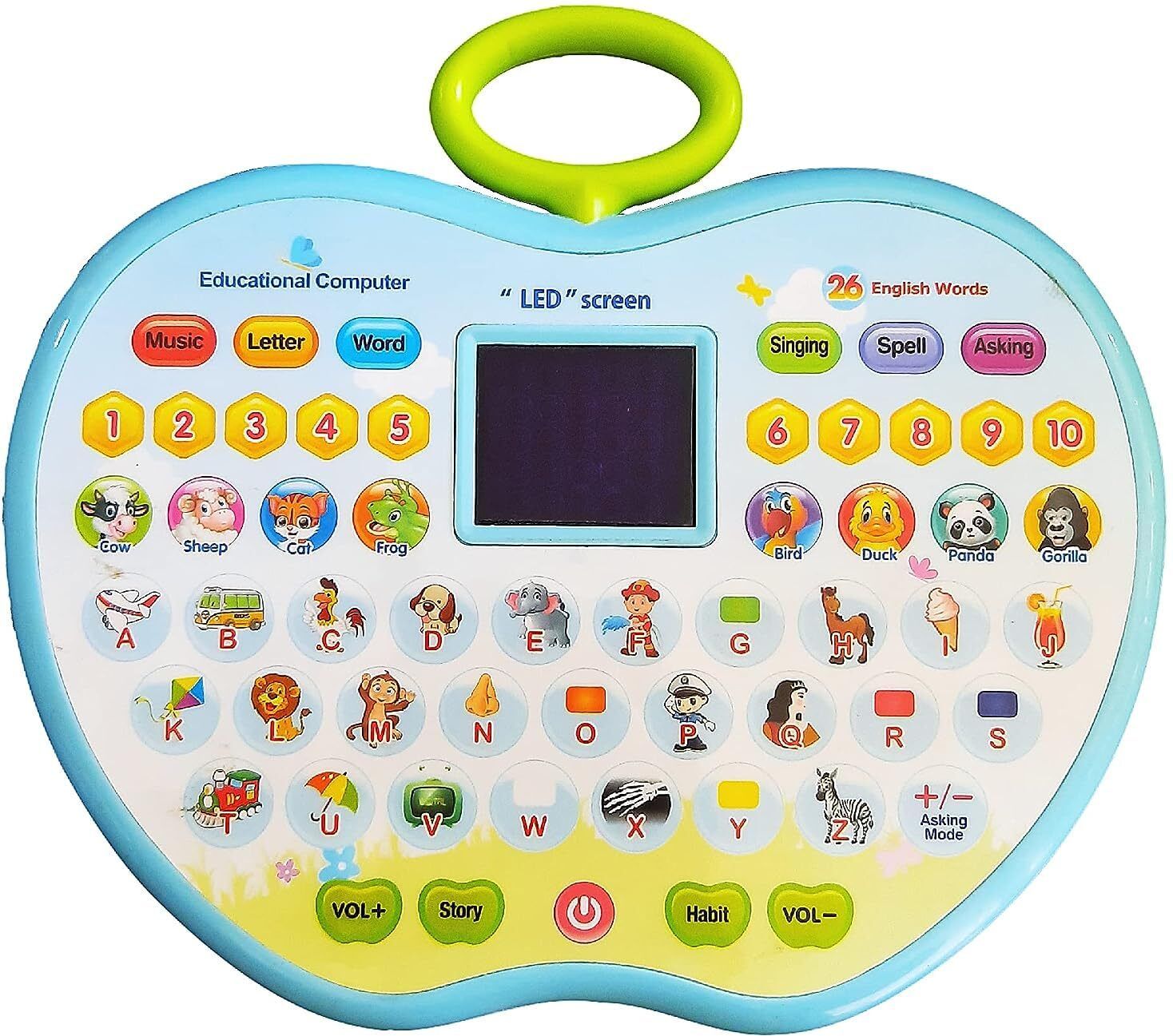 Educational Mini Computer Toy for Kids- Apple Shape LED Display and Fun Music