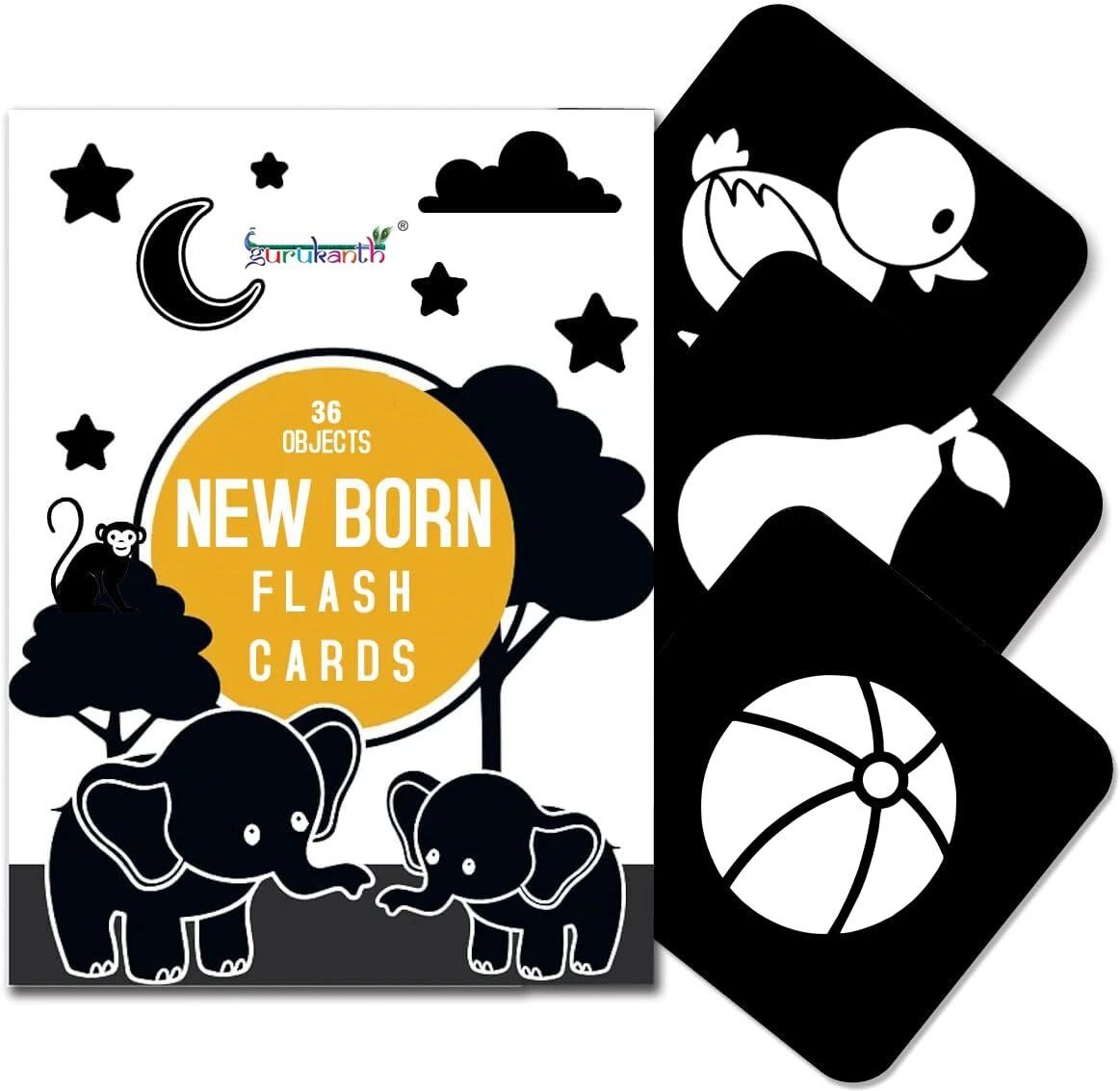 Flash Cards for New Born Children Infant| High Contrast Flash cards -36 Objects