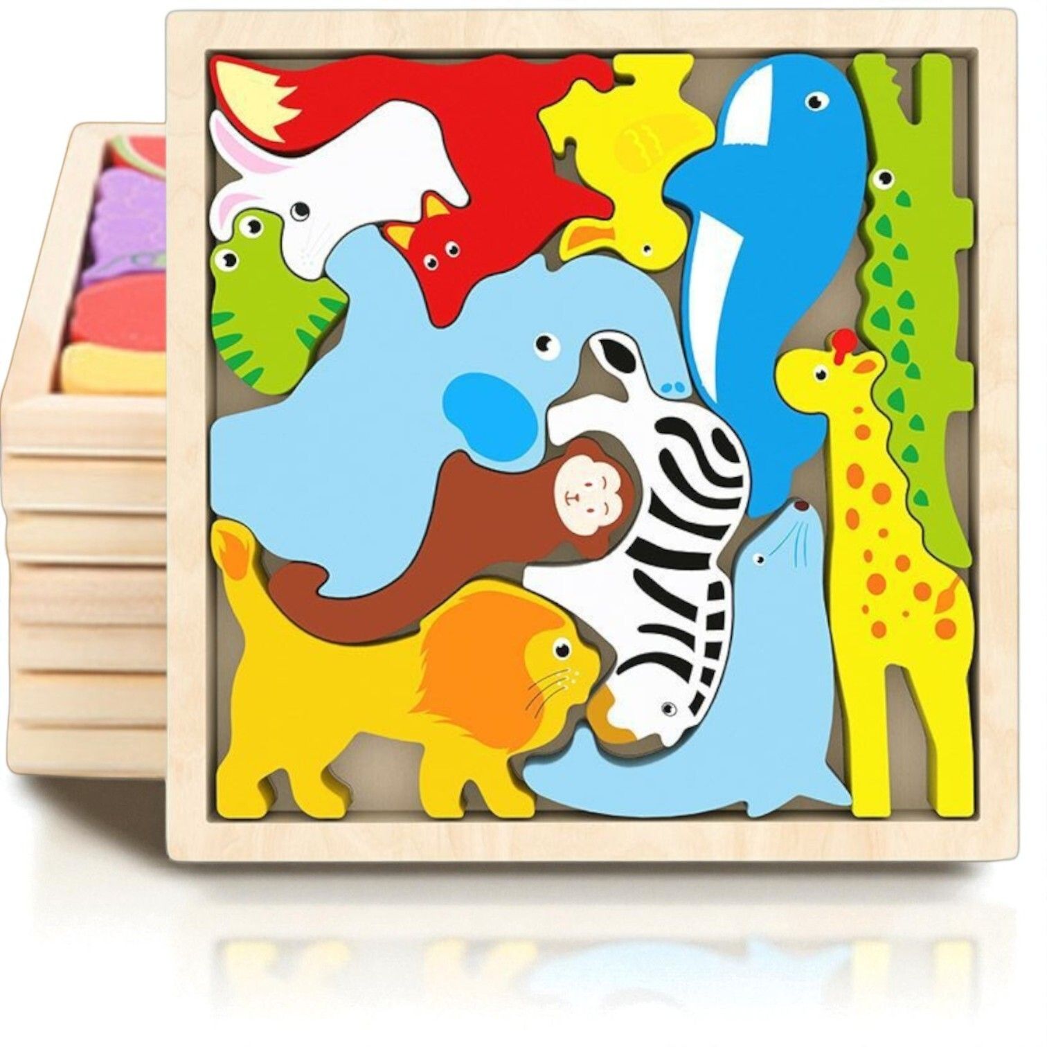 Multicolor Wooden Animal Puzzle – Fun & Educational Toy for Kids W136-image-49