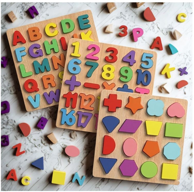 beauty bright 3in1 Wooden Alphabet Number Shape Learning Puzzel Board Set WD-446-picture-4