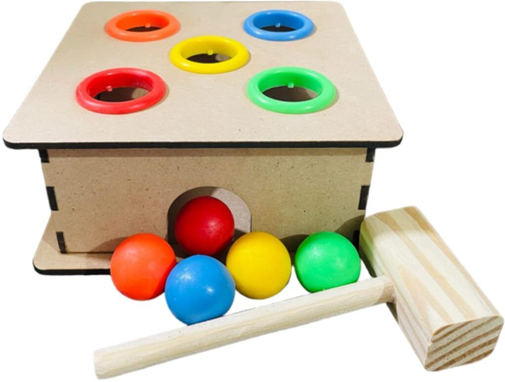 mukesh Wooden Hammer Ball Knock Pounding Toys, Hammer Knock Ball Toys for Kids-picture-31