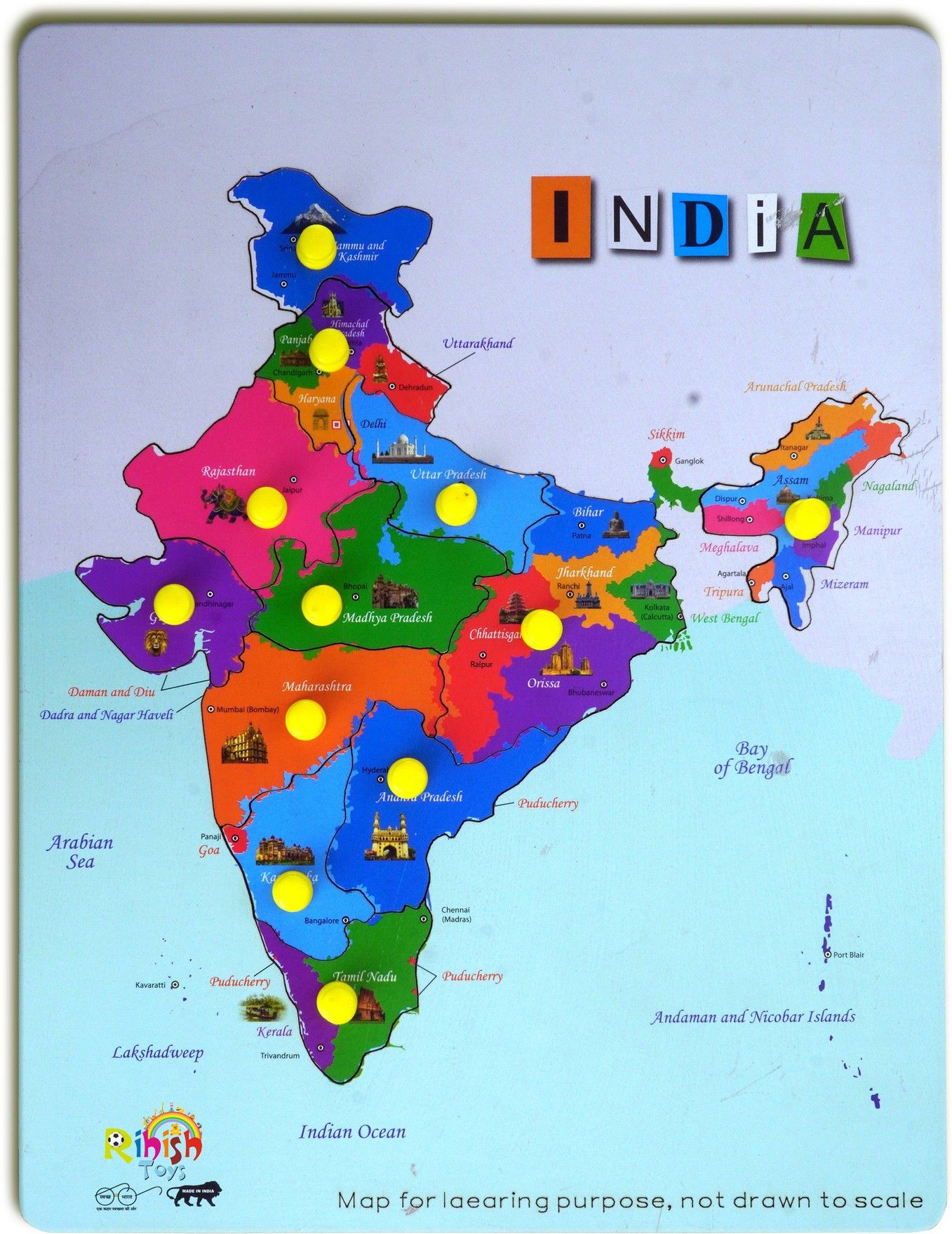 Educational India Political Map With Capitals Jigsaw Puzzle Board for Kids-image-12