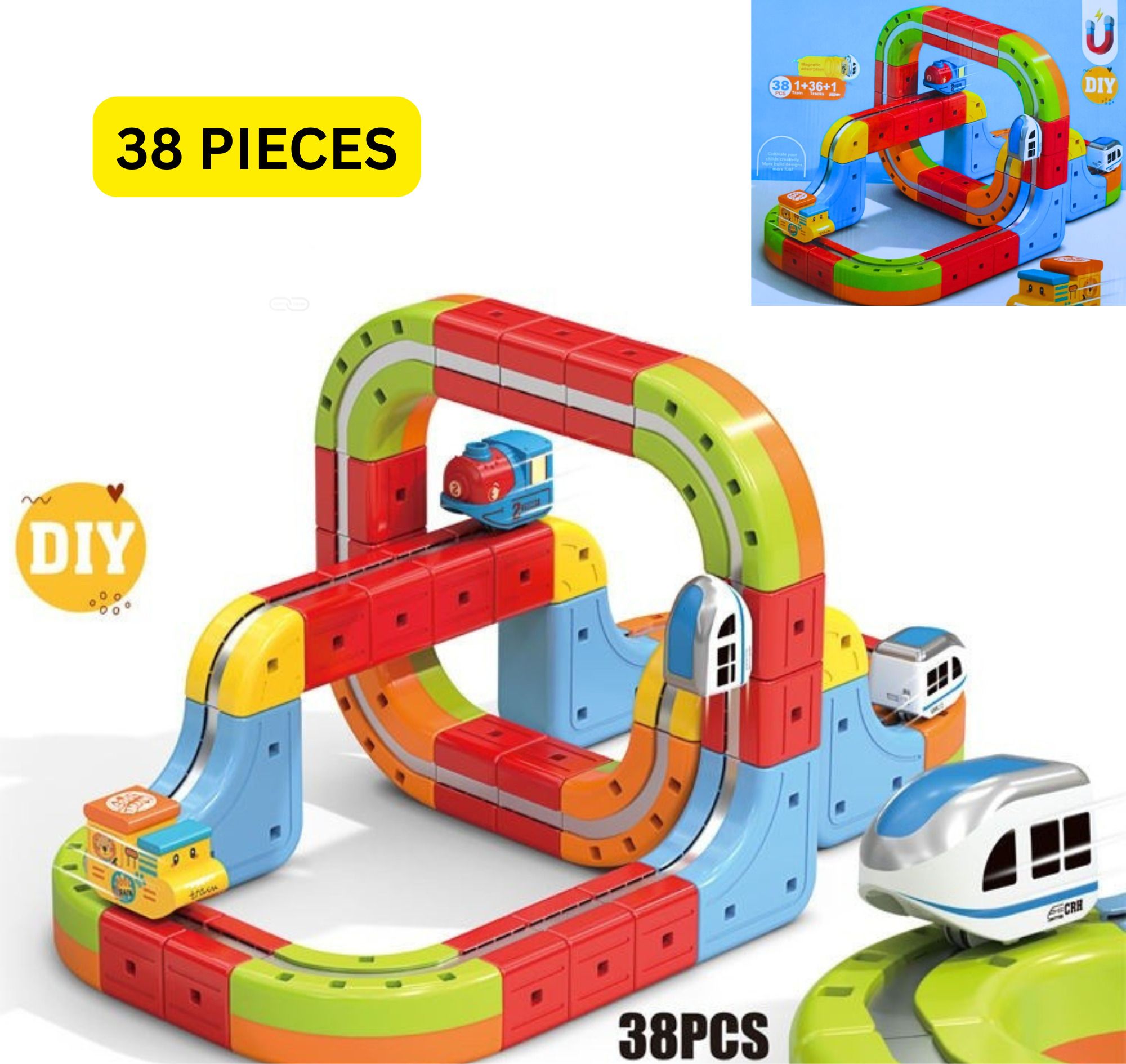 alfio kidz Magnetic Train Track Set for Kids – 38 Pcs-picture-31