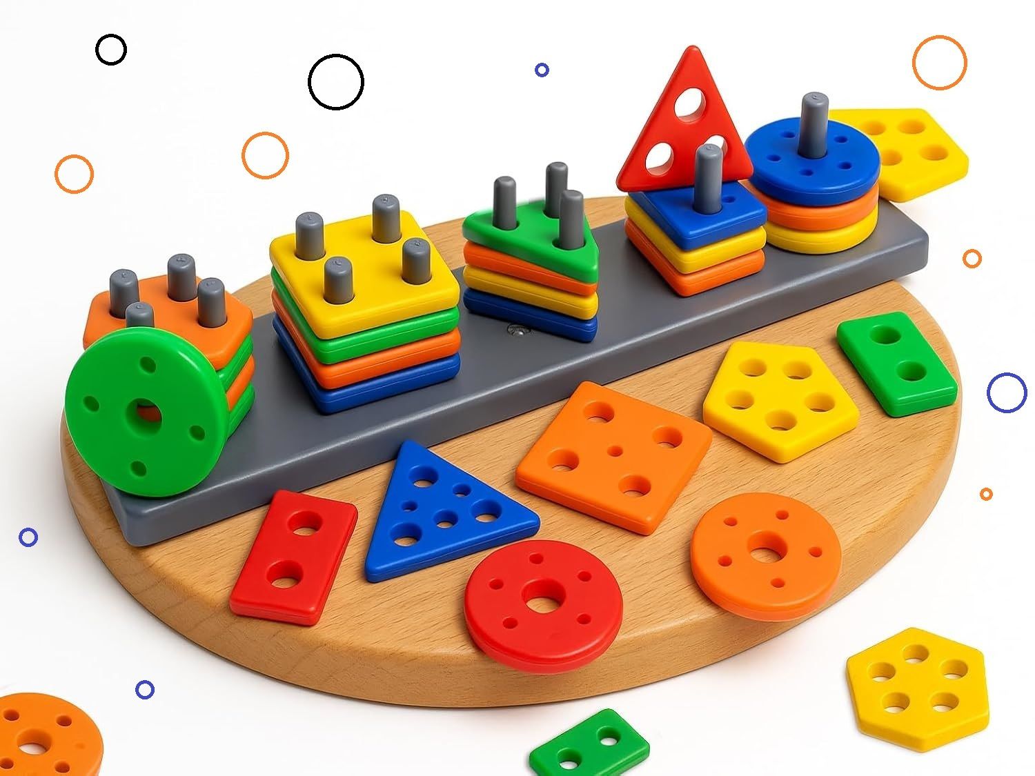 Little Kids for 2-5 years 25 pieces with 5 Shapes & Colors Shape Sorter-image-2