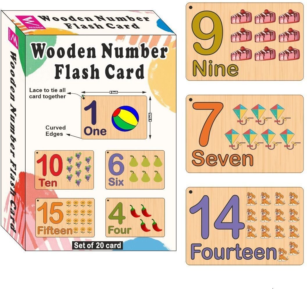 Wooden (MDF) Numbers 1-20 Learning Flash card with lacing thread.-image-42