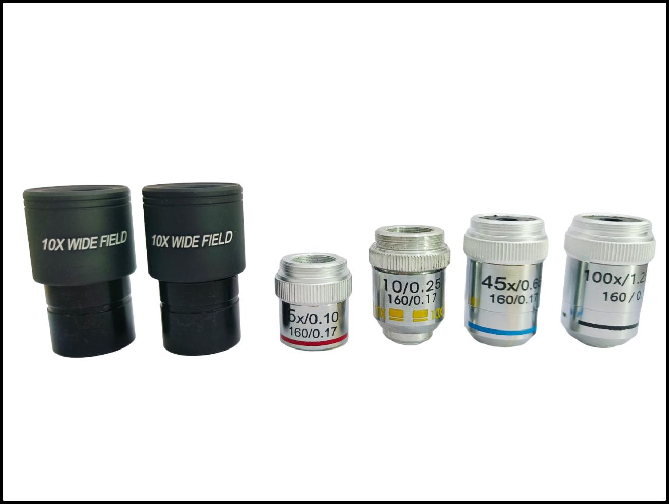 Pair of 10X Widefield and 10X, 45X, 100X Oil Immersion Lens