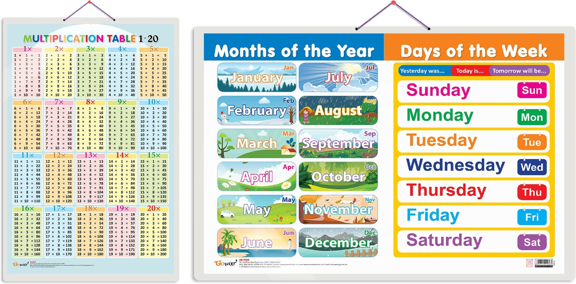 Pack of 2 Multiplication Table 1-20 and MONTHS OF THE YEAR AND DAYS OF THE WEEK-image-15