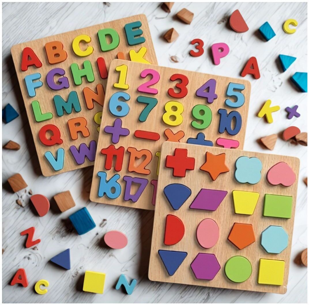 beauty bright 3 in 1 Wooden Puzzle Board for Kids Alphabet Number Shape Montessori Toy B1T713-picture-28
