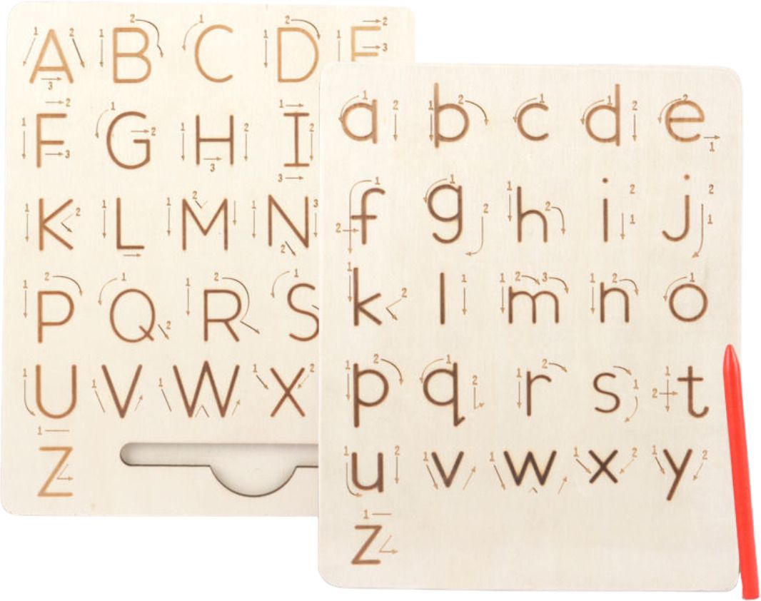 Wooden Alphabet Tracing Board, Double-Sided Capital and Small Letters,-image-36