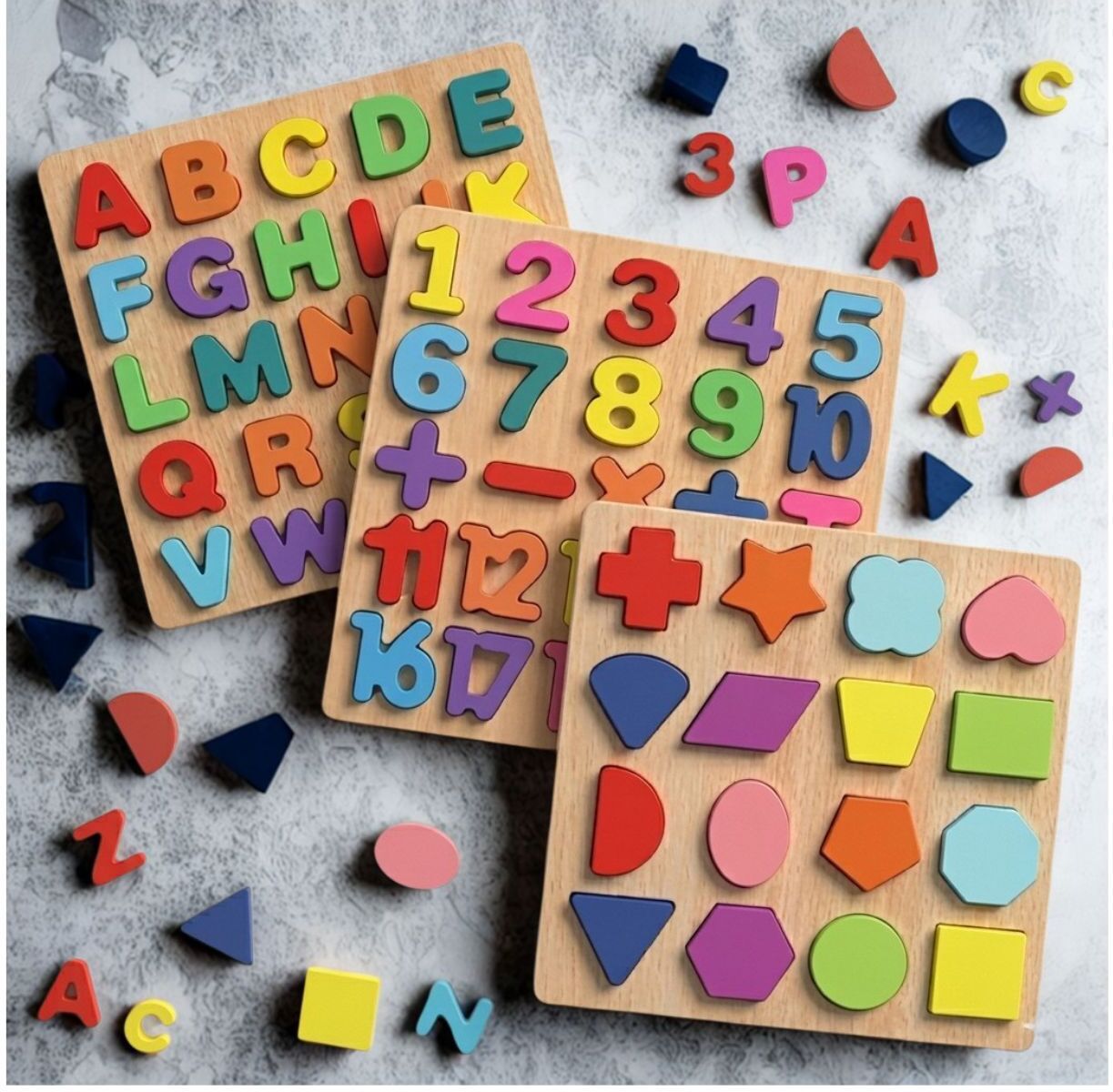 beauty bright Montessori Wooden Alphabet Number Shape Puzzle Board for Preschool Kids WD-577-picture-22